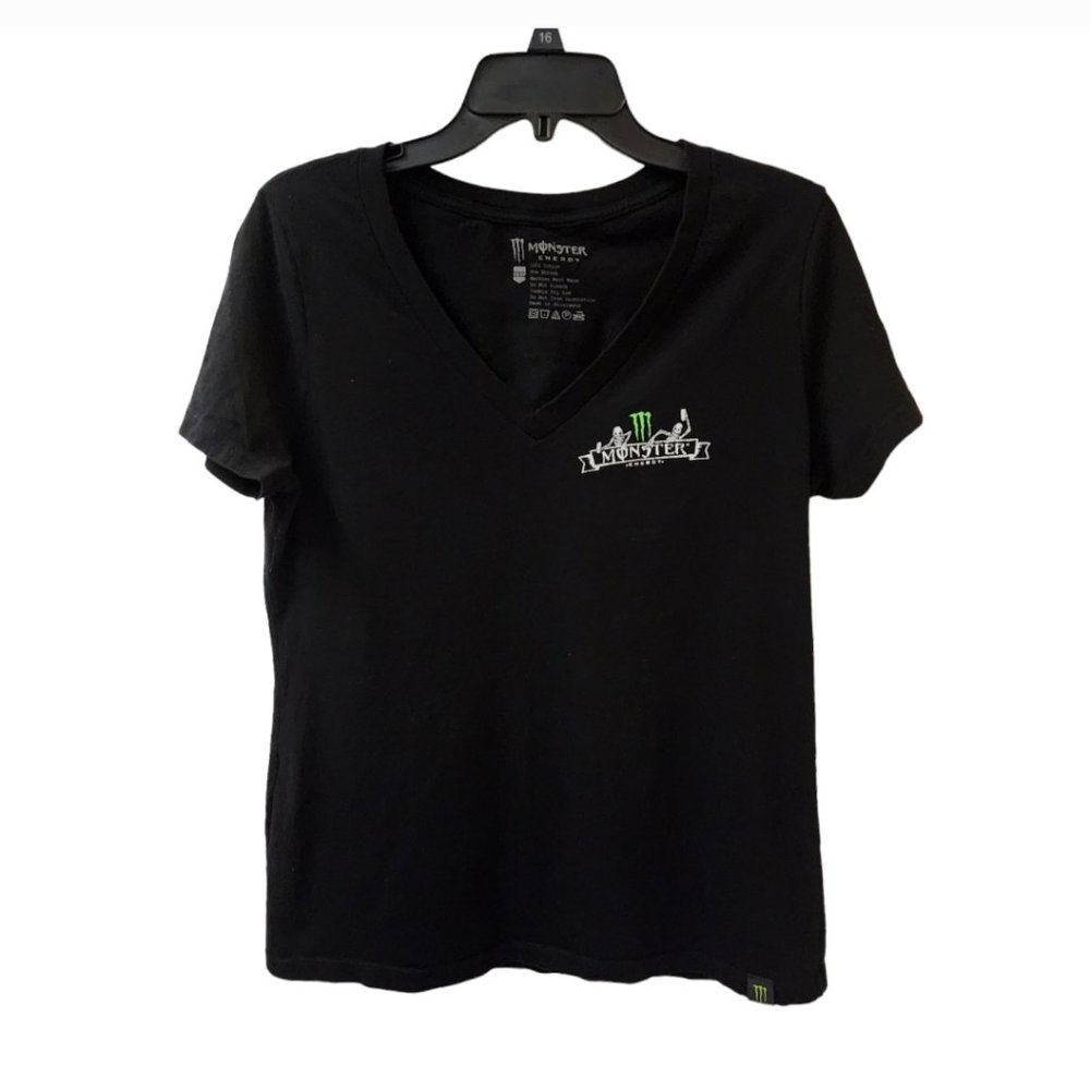 Monster Energy Dia De Los Muertos Sugar Skull V-Neck Top 2x Women's Black